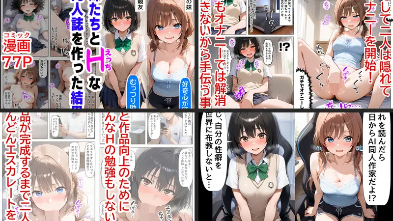 妹＆妹の親友と、エッチな同人誌を一緒に作った結果のエロアイキャッチ画像